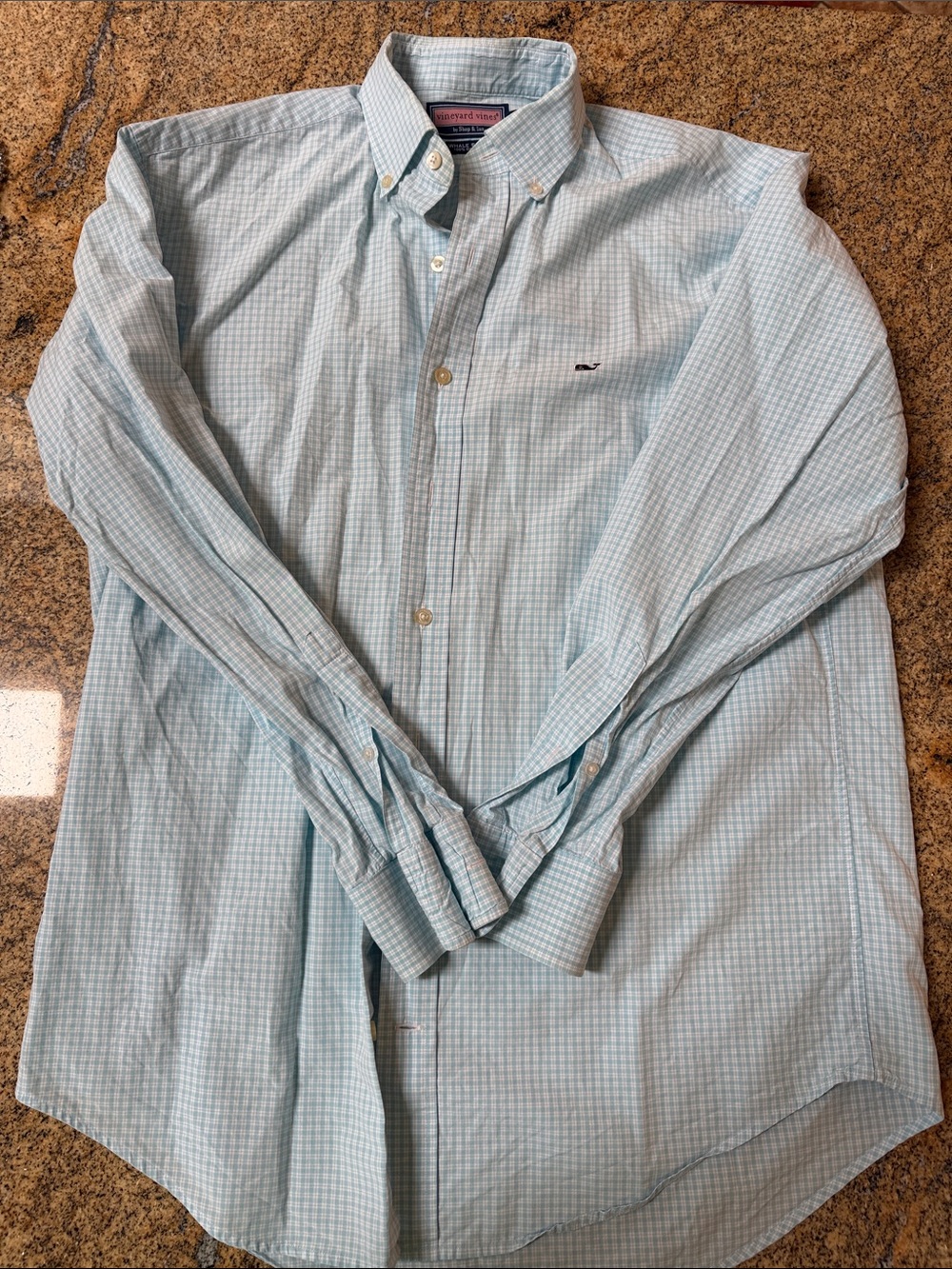 Vineyard Vines Men's Light Blue Check Button-Down Shirt